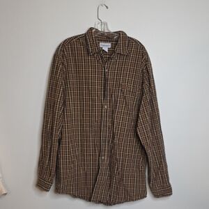 Carhartt Tan and Navy Checkered Shirt LARGE TALL